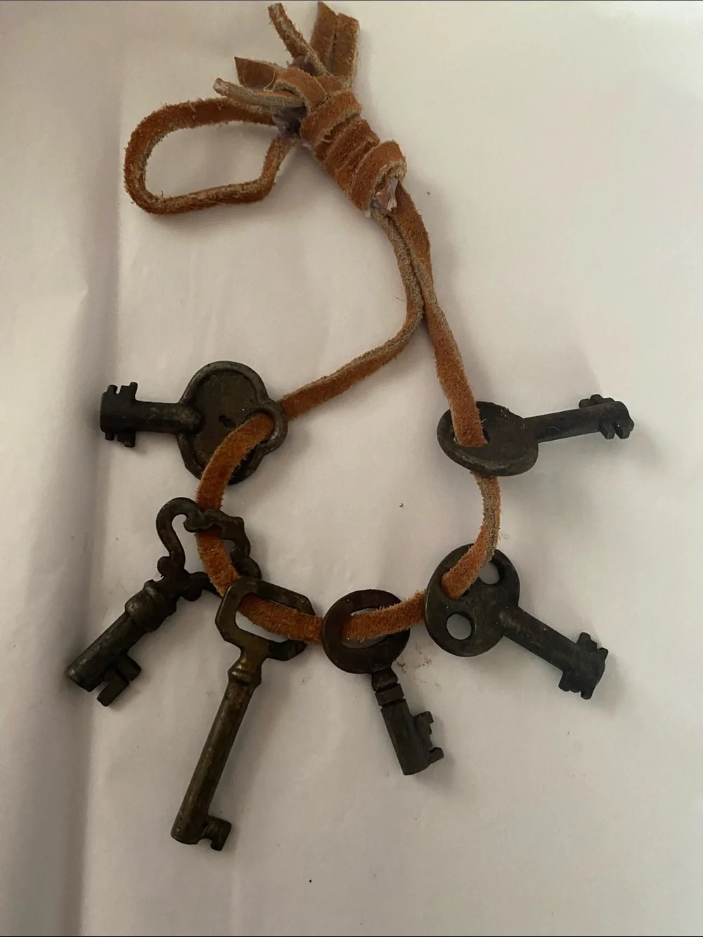 Vintage Skeleton Keys on Suede Cord - Brown - Picture 6 of 6